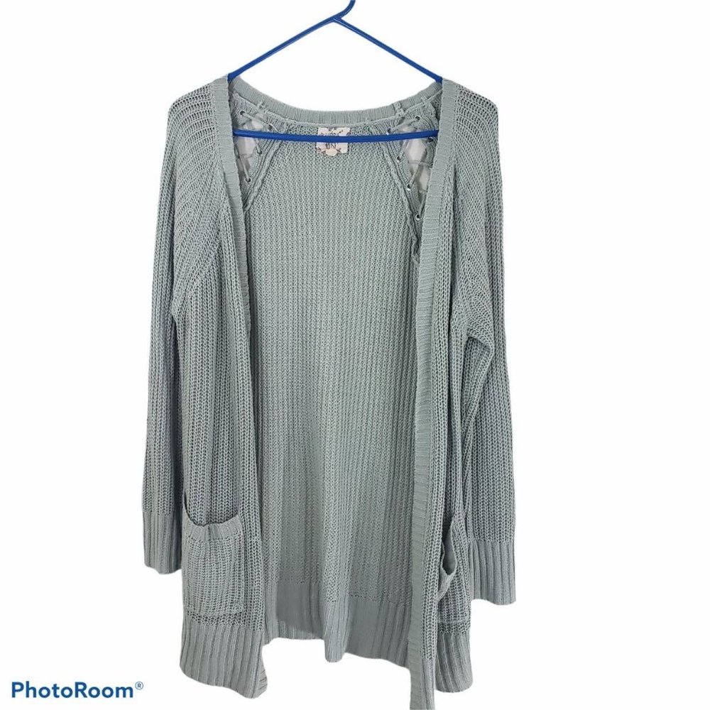 Hippie Rose Woman's Sz L Cardigan Sweater Green